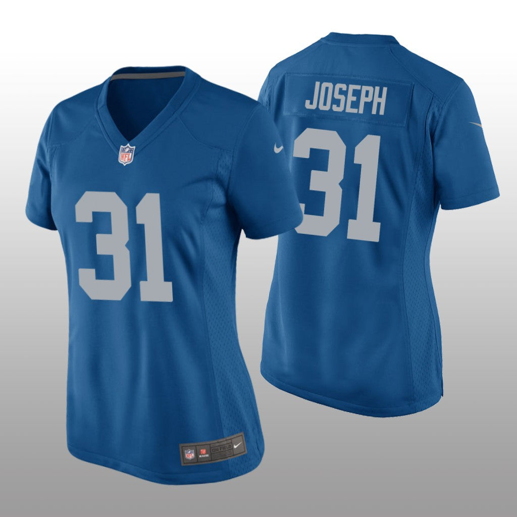 Detroit Lions Kerby Joseph Blue Jersey Throwback Game Women's