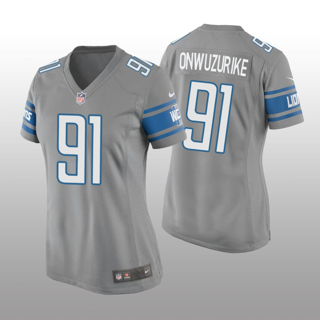 Detroit Lions Levi Onwuzurike Silver Jersey Game Women's