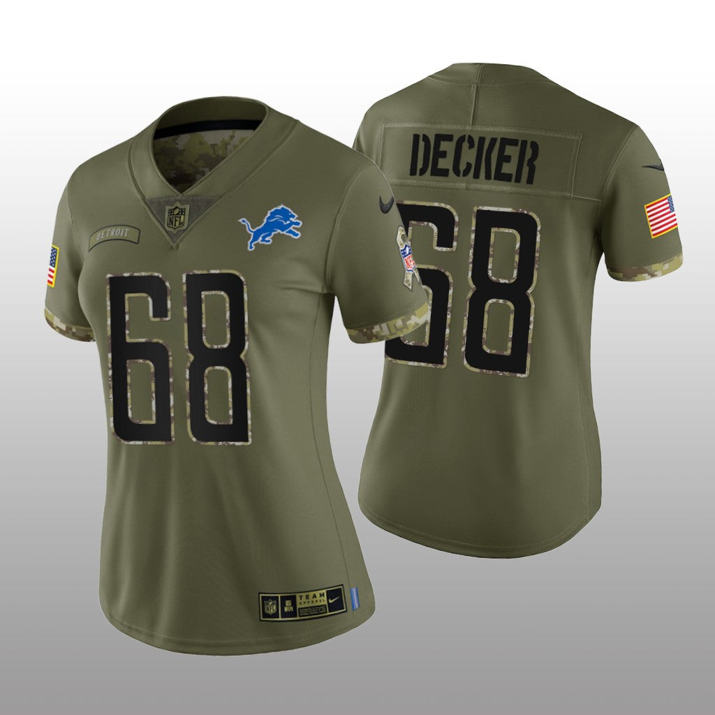 Detroit Lions Taylor Decker Olive Limited Jersey Salute To Service Women's