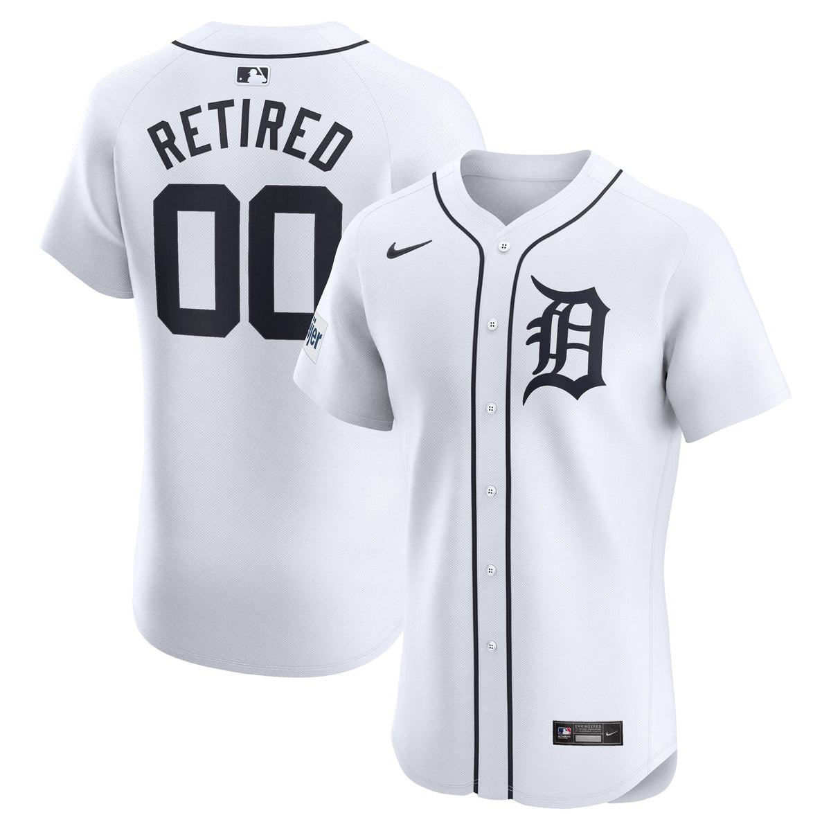 Detroit Tigers Nike Home Elite Pick-A-Player Retired Roster Patch Jersey White