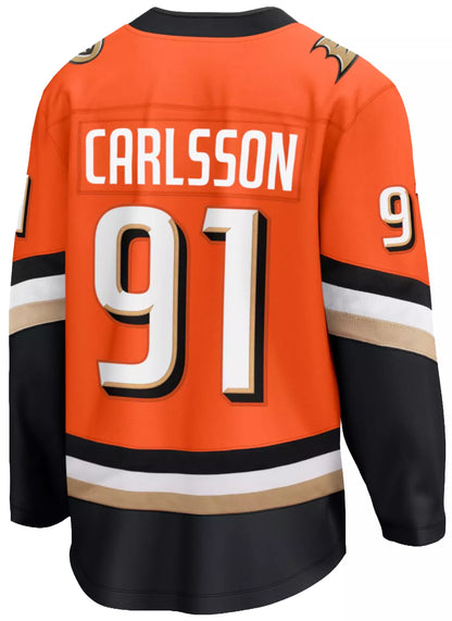 Fanatics Men's Anaheim Ducks Leo Carlsson #91 Orange Home Replica Jersey