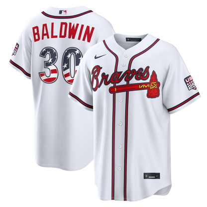 Fourth of July Men's Atlanta Braves Drake Baldwin Nike White USA 250 Stadium Jersey