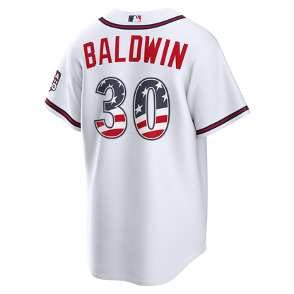 Fourth of July Men's Atlanta Braves Drake Baldwin Nike White USA 250 Stadium Jersey