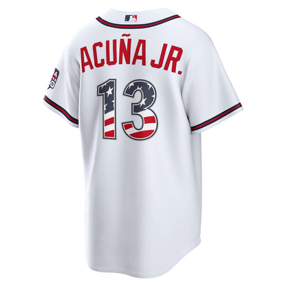 Fourth of July Men's Atlanta Braves Ronald Acuí±a Jr. Nike White USA 250 Stadium Jersey