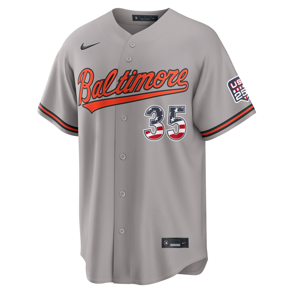 Fourth of July Men's Baltimore Orioles Adley Rutschman Nike Gray USA 250 Stadium Jersey