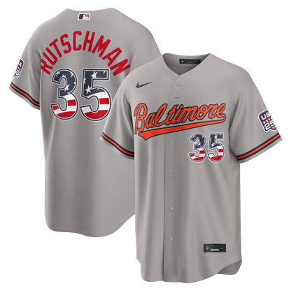 Fourth of July Men's Baltimore Orioles Adley Rutschman Nike Gray USA 250 Stadium Jersey