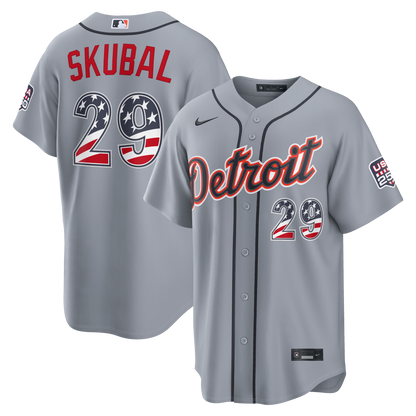 Fourth of July Men's Detroit Tigers Tarik Skubal Nike Gray USA 250 Stadium Jersey
