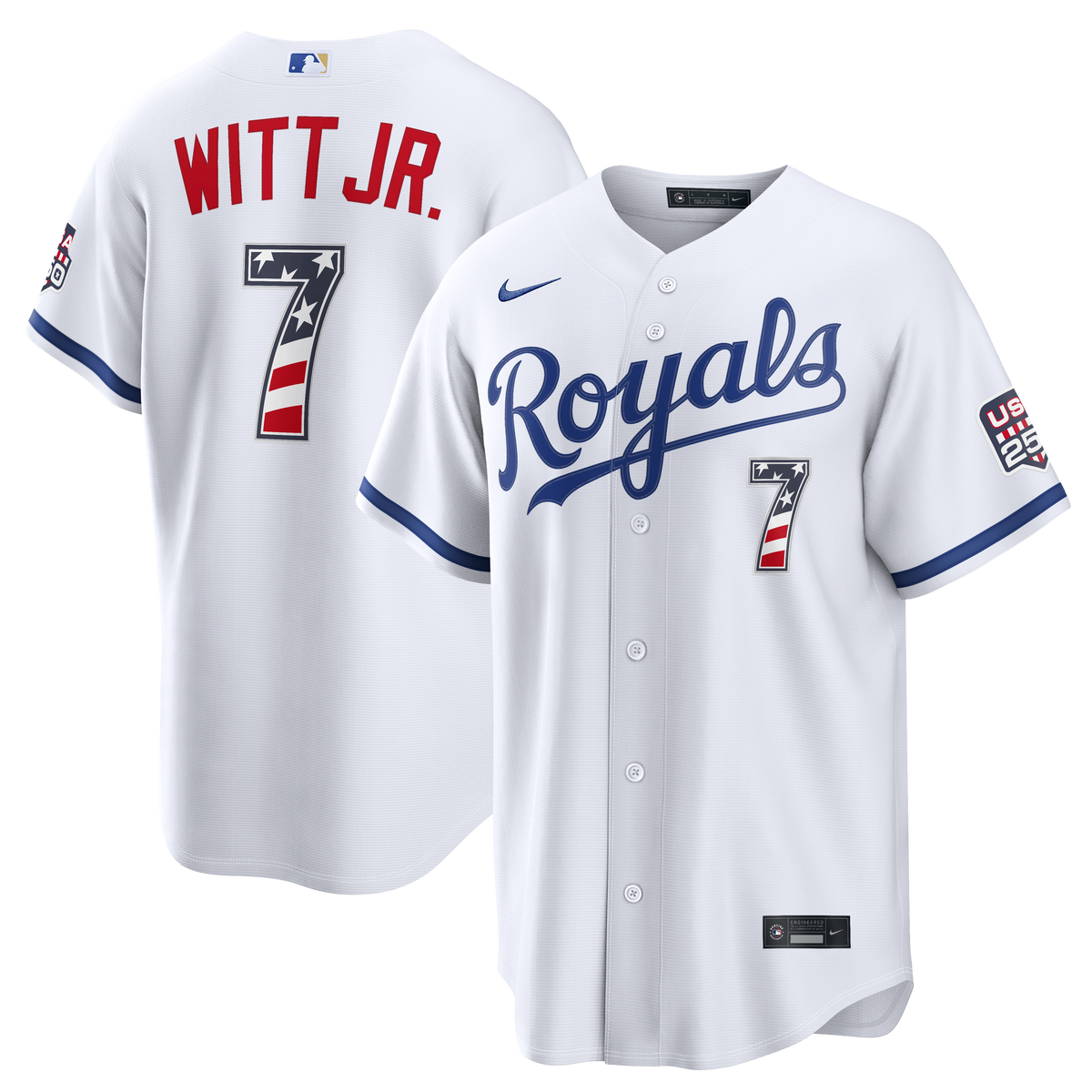 Fourth of July Men's Kansas City Royals Bobby Witt Jr. Nike White USA 250 Stadium Jersey