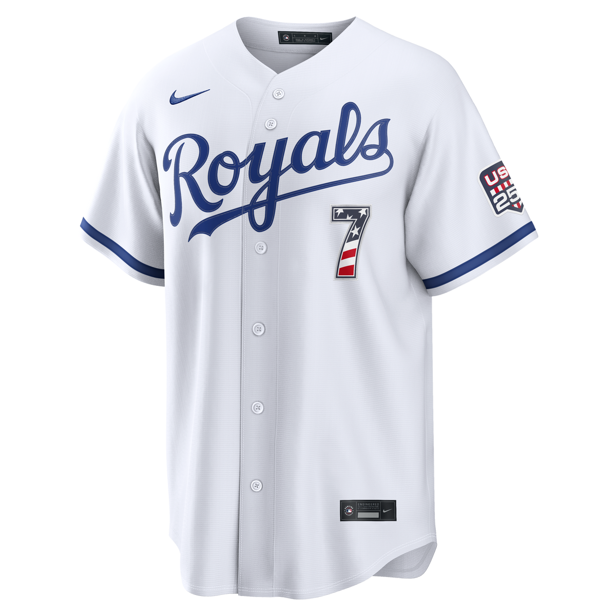 Fourth of July Men's Kansas City Royals Bobby Witt Jr. Nike White USA 250 Stadium Jersey