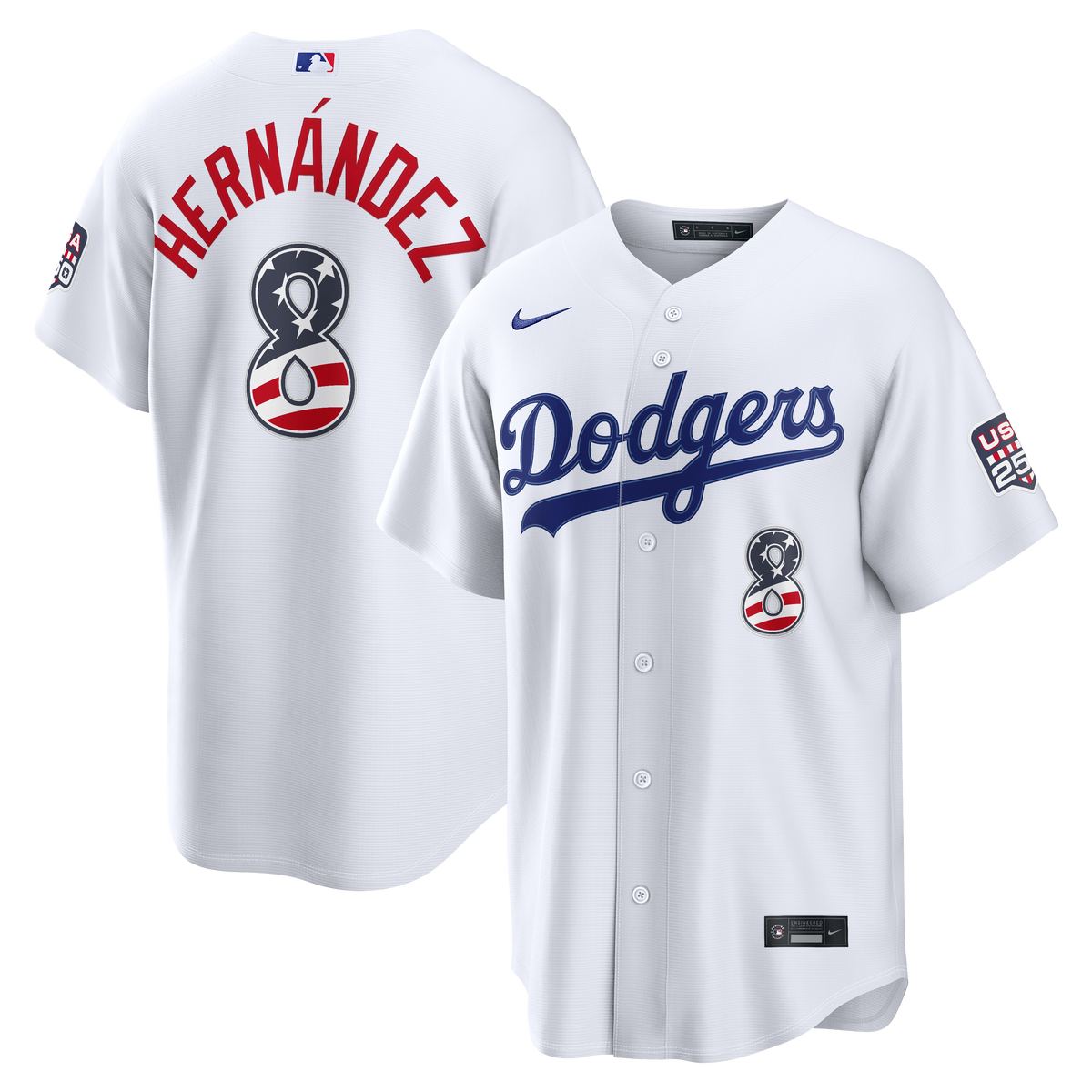 Fourth of July Men's Los Angeles Dodgers Enrique Herní¡ndez Nike White USA 250 Stadium Jersey