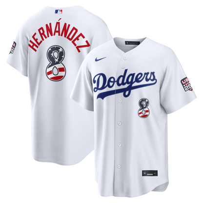 Fourth of July Men's Los Angeles Dodgers Enrique Herní¡ndez Nike White USA 250 Stadium Jersey