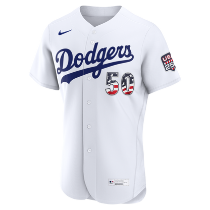 Fourth of July Men's Los Angeles Dodgers Mookie Betts Nike White USA 250 Authentic Jersey