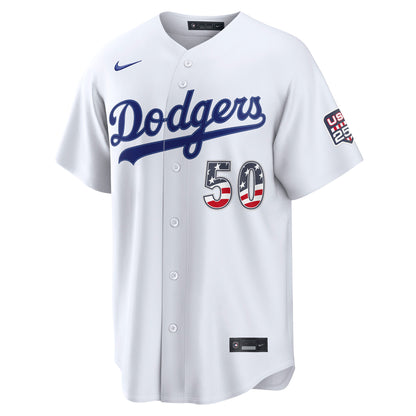 Fourth of July Men's Los Angeles Dodgers Mookie Betts Nike White USA 250 Stadium Jersey