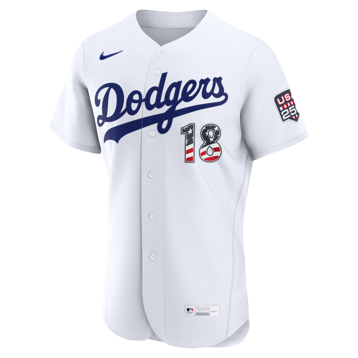 Fourth of July Men's Los Angeles Dodgers Yoshinobu Yamamoto Nike White USA 250 Authentic Jersey