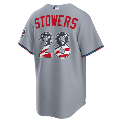 Fourth of July Men's Miami Marlins Kyle Stowers Nike Gray USA 250 Stadium Jersey