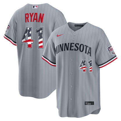 Fourth of July Men's Minnesota Twins Joe Ryan Nike Gray USA 250 Stadium Jersey