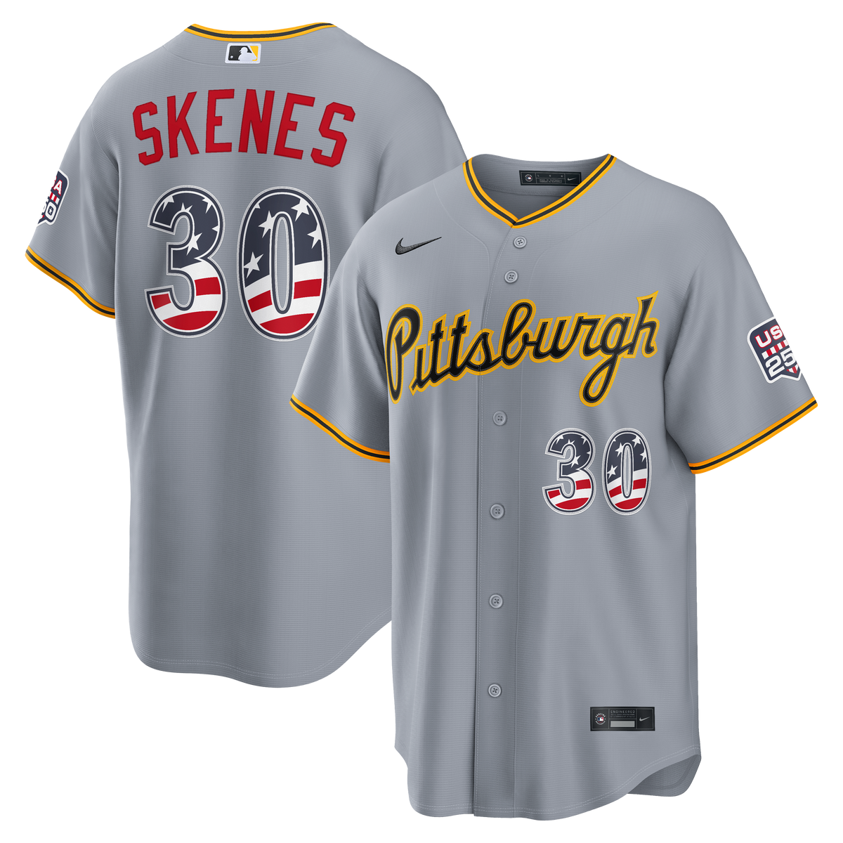 Fourth of July Men's Pittsburgh Pirates Paul Skenes Nike Gray USA 250 Stadium Jersey