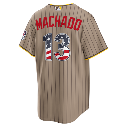 Fourth of July Men's San Diego Padres Manny Machado Nike Sand USA 250 Stadium Jersey