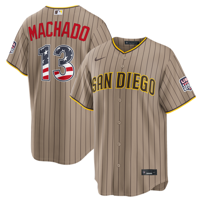Fourth of July Men's San Diego Padres Manny Machado Nike Sand USA 250 Stadium Jersey