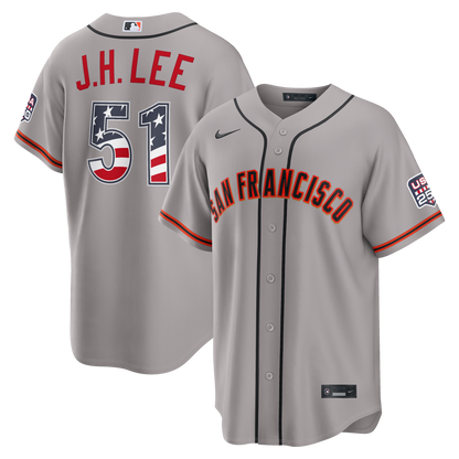 Fourth of July Men's San Francisco Giants Jung Hoo Lee Nike Gray USA 250 Stadium Jersey