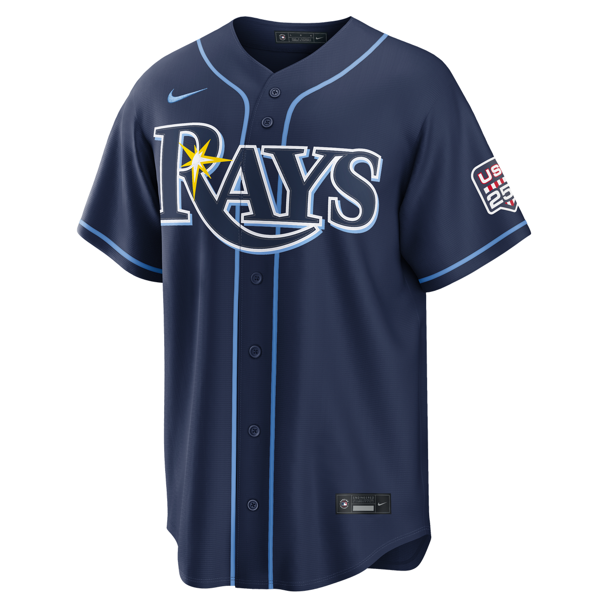 Fourth of July Men's Tampa Bay Rays Junior Caminero Nike Navy USA 250 Stadium Jersey