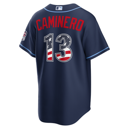 Fourth of July Men's Tampa Bay Rays Junior Caminero Nike Navy USA 250 Stadium Jersey