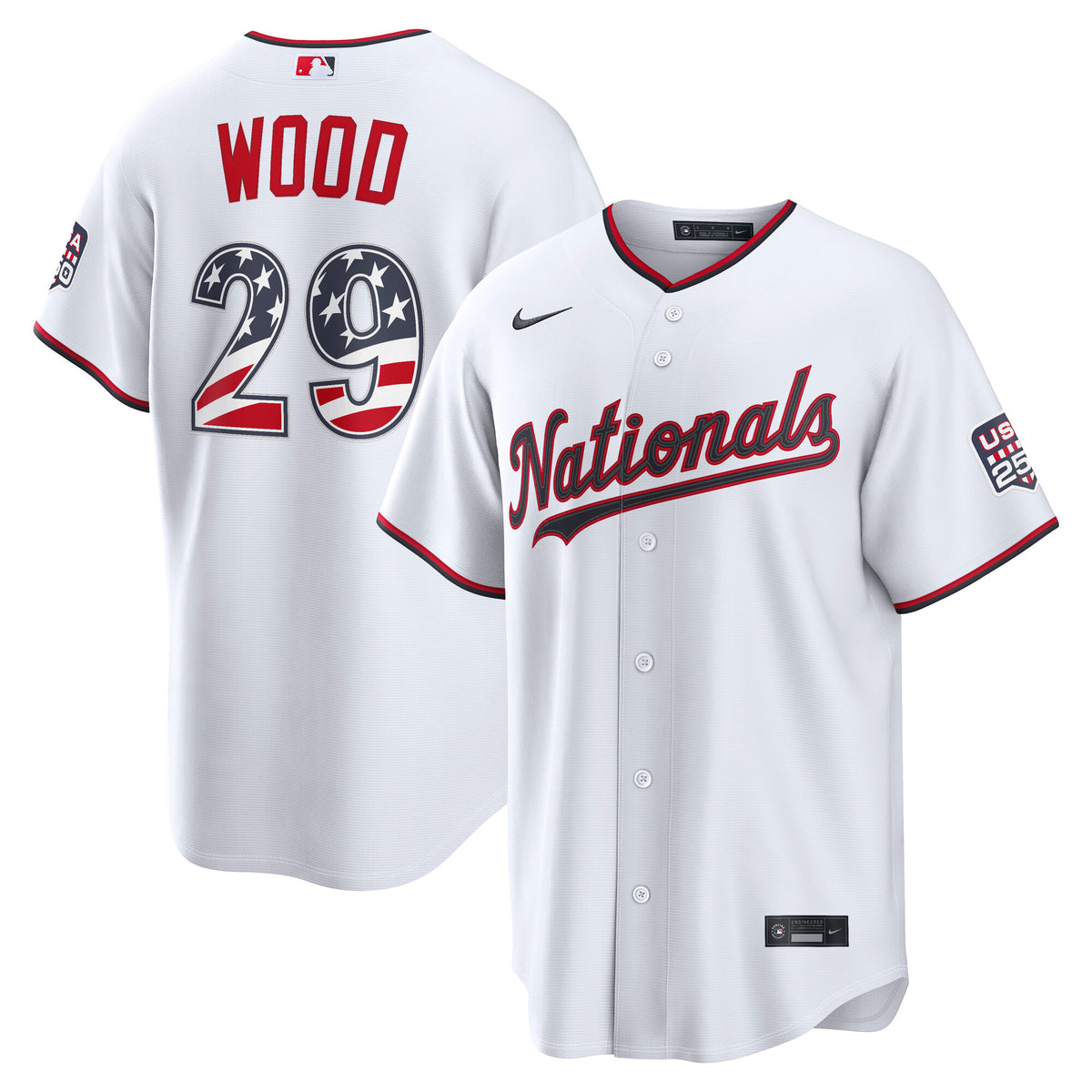 Fourth of July Men's Washington Nationals James Wood Nike White USA 250 Stadium Jersey