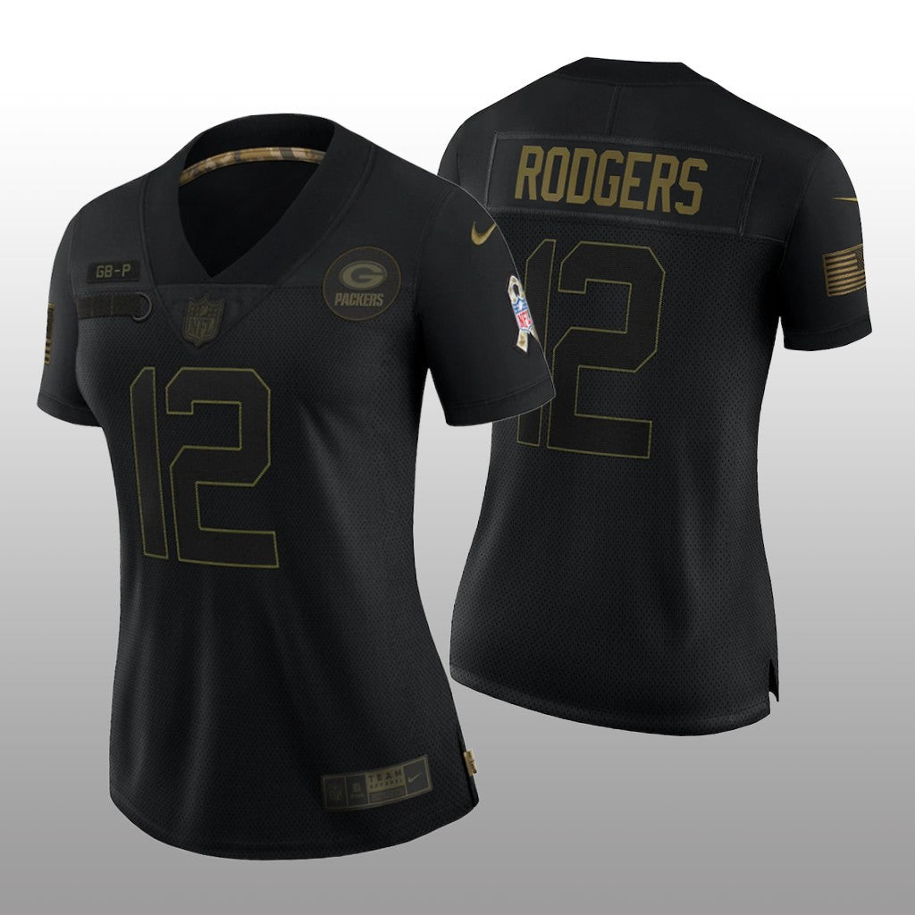 Green Bay Packers Aaron Rodgers Black Limited Jersey Salute To Service Women's