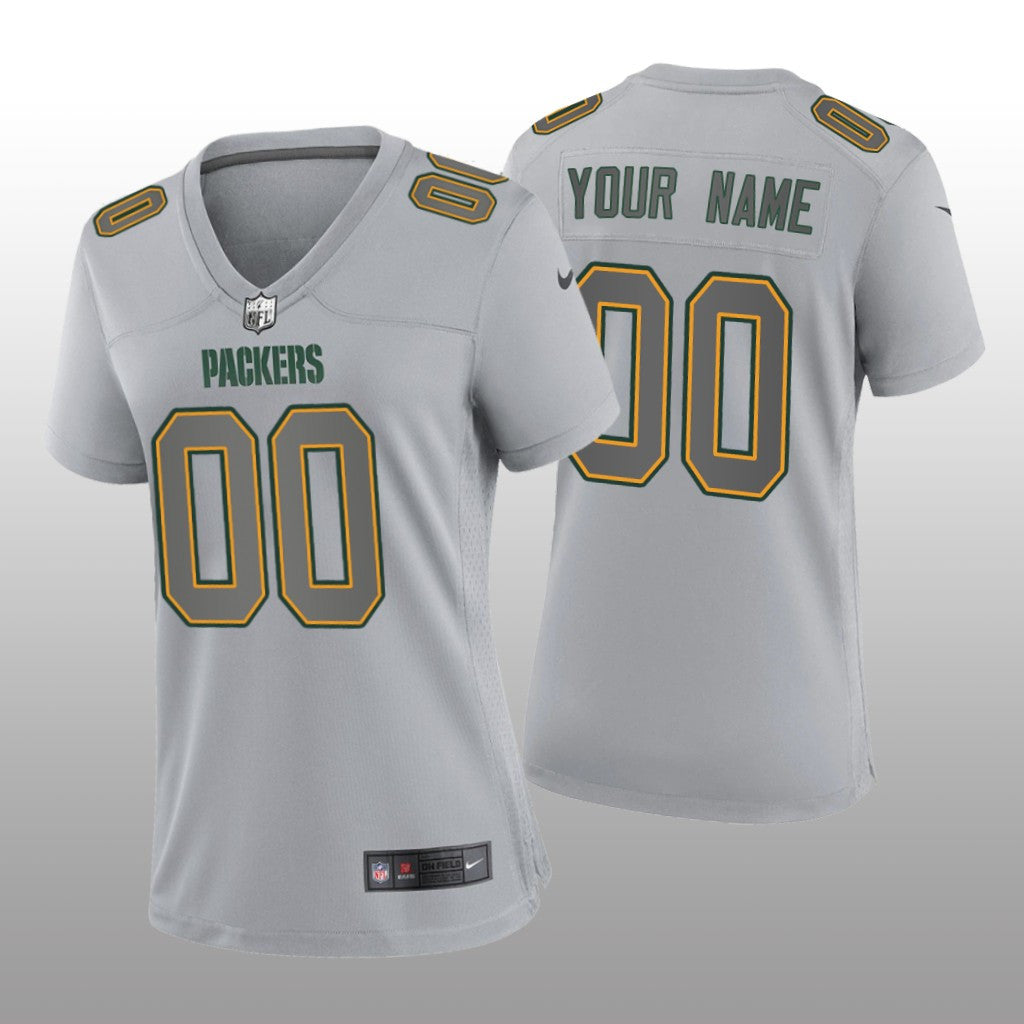Green Bay Packers Custom Gray Jersey Atmosphere Fashion Game Women's