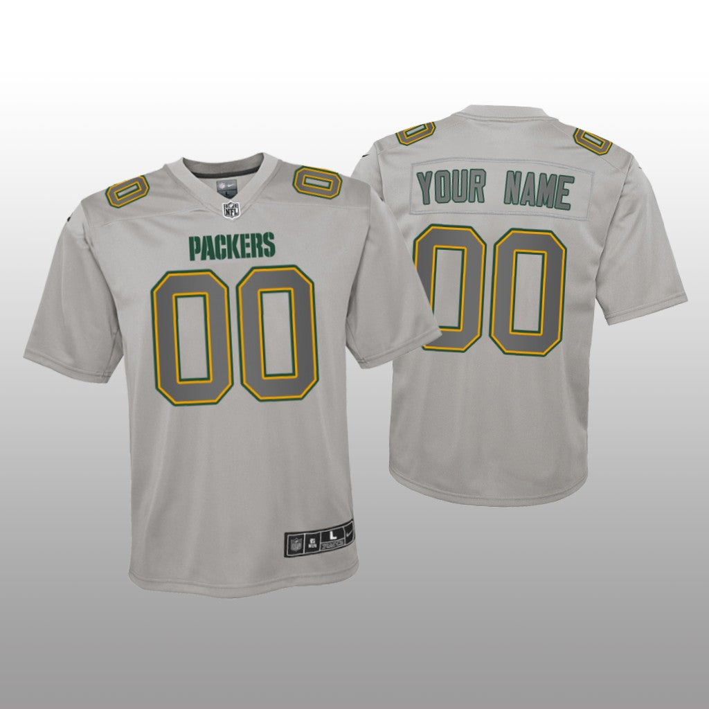 Green Bay Packers Custom Gray Jersey Atmosphere Fashion Game Youth