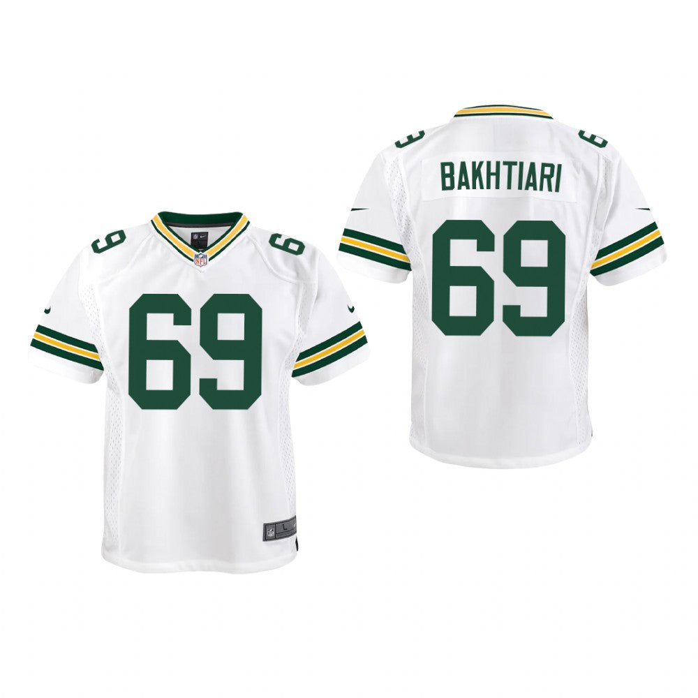 Green Bay Packers David Bakhtiari White Jersey Game Youth