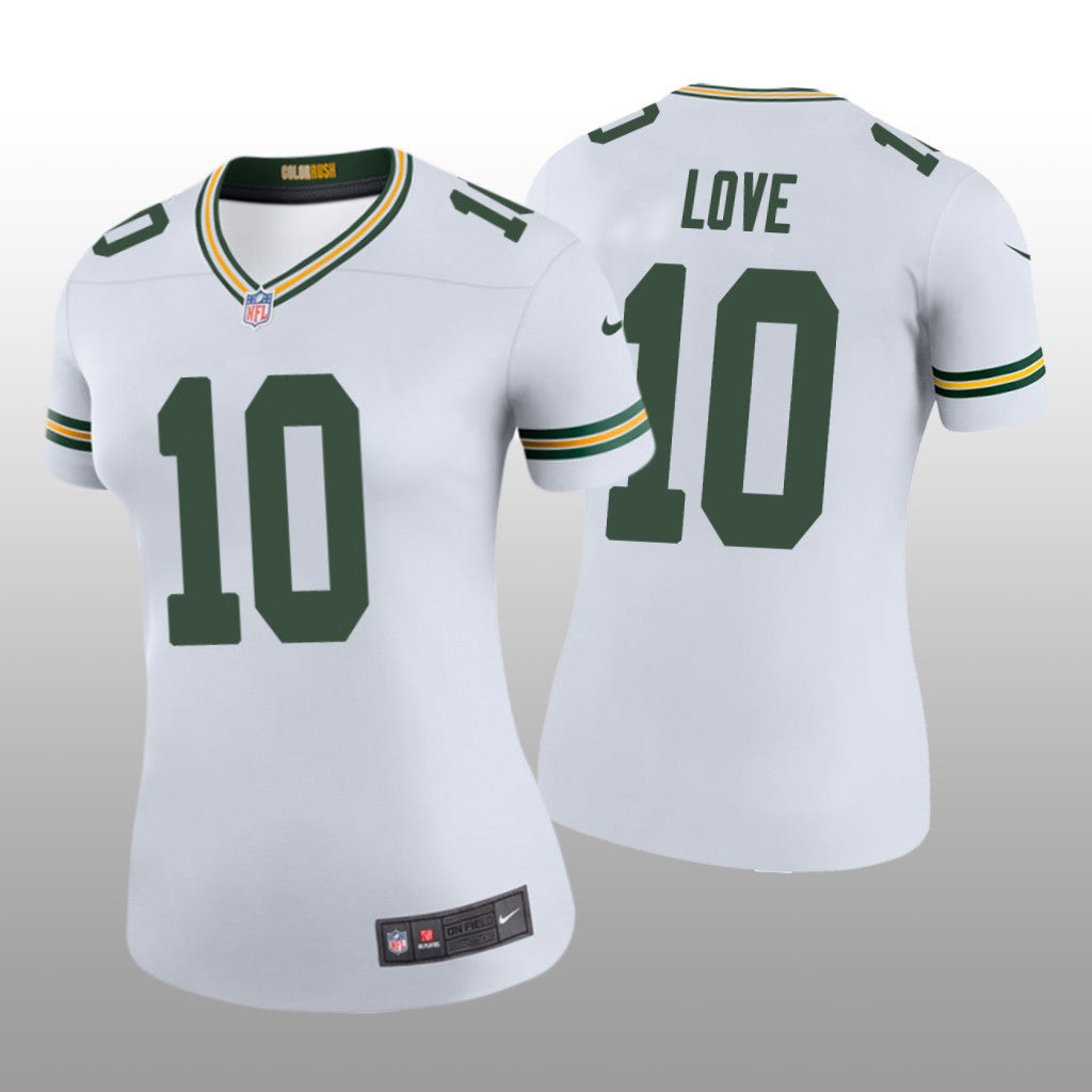 Green Bay Packers Jordan Love White Jersey Color Rush Legend Women's