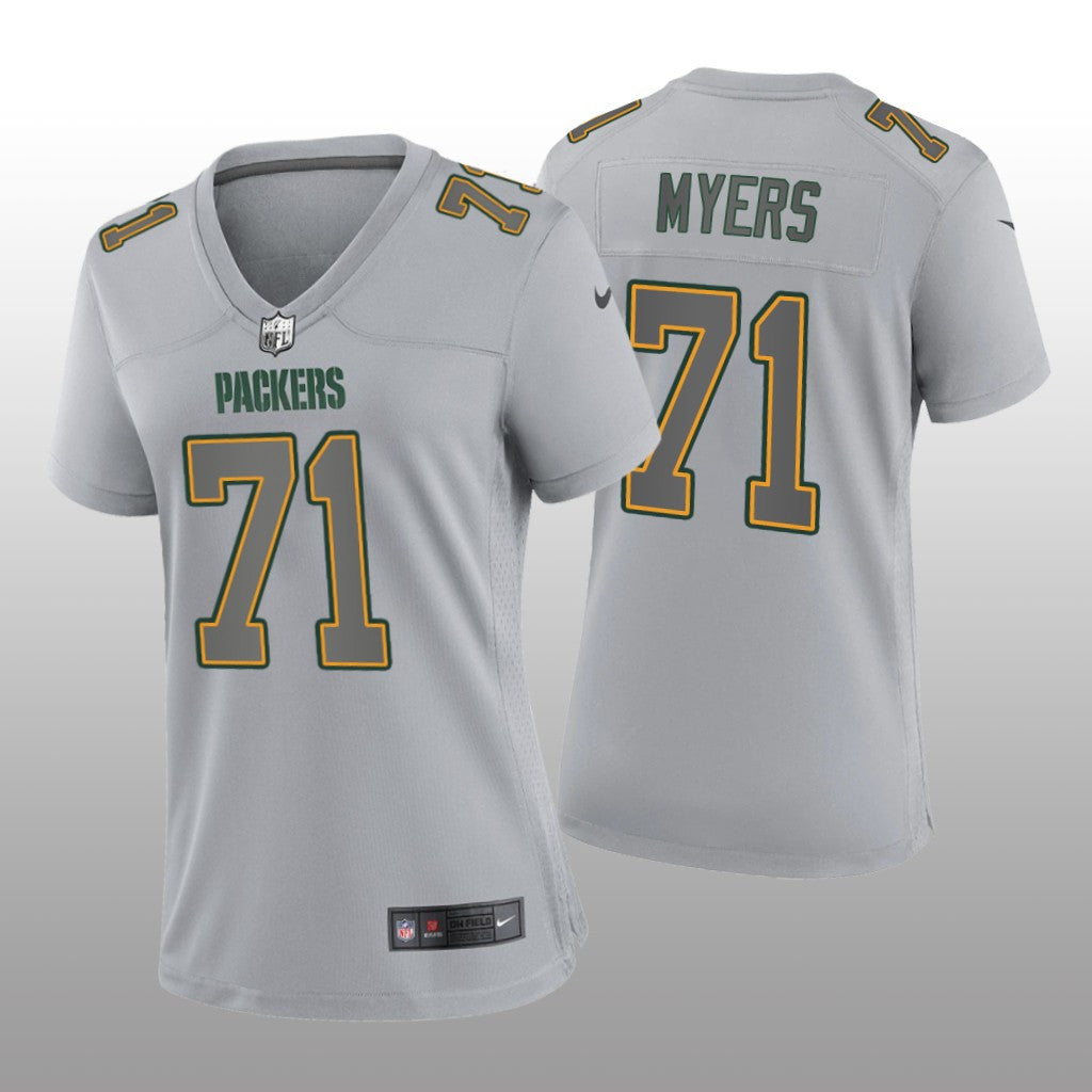 Green Bay Packers Josh Myers Gray Jersey Atmosphere Fashion Game Women's