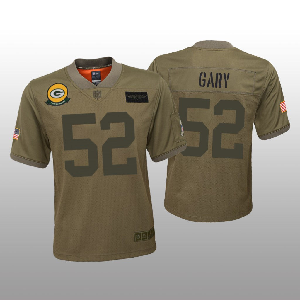 Green Bay Packers Rashan Gary Camo Game Jersey Salute to Service Youth