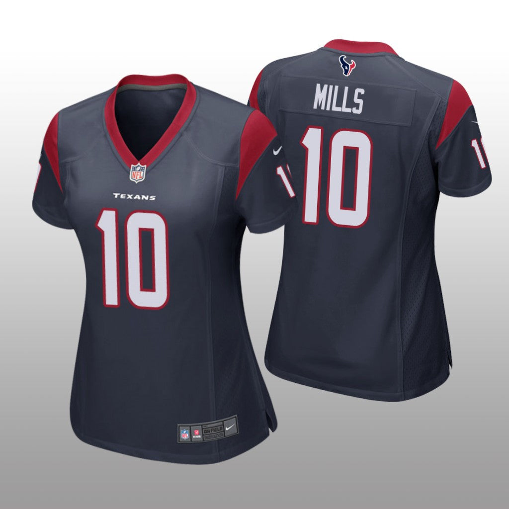 Houston Texans Davis Mills Navy Jersey Game Women's