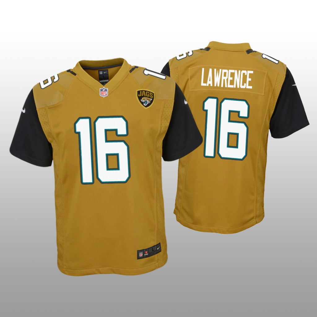 Jacksonville Jaguars Trevor Lawrence Gold Jersey Color Rush Game Youth