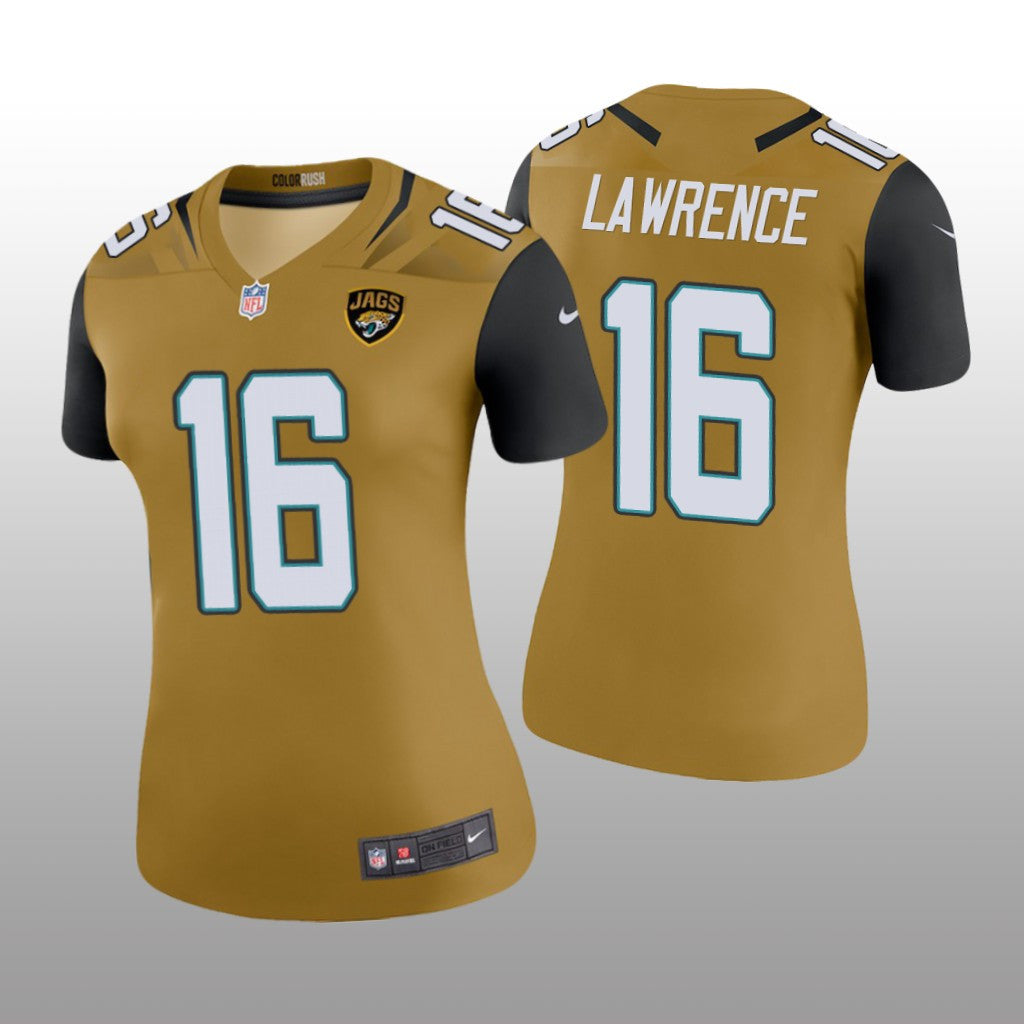 Jacksonville Jaguars Trevor Lawrence Gold Jersey Color Rush Legend Women's