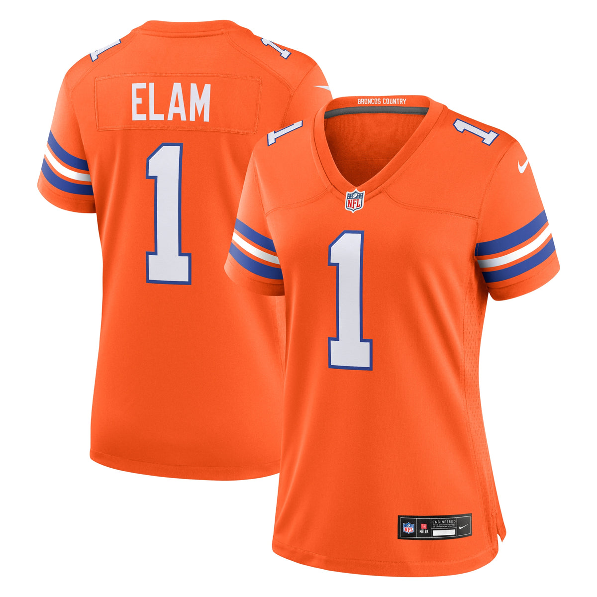 Jason Elam Denver Broncos Nike Women's Mile High Collection 1977 Throwback Retired Player Game Jersey Orange