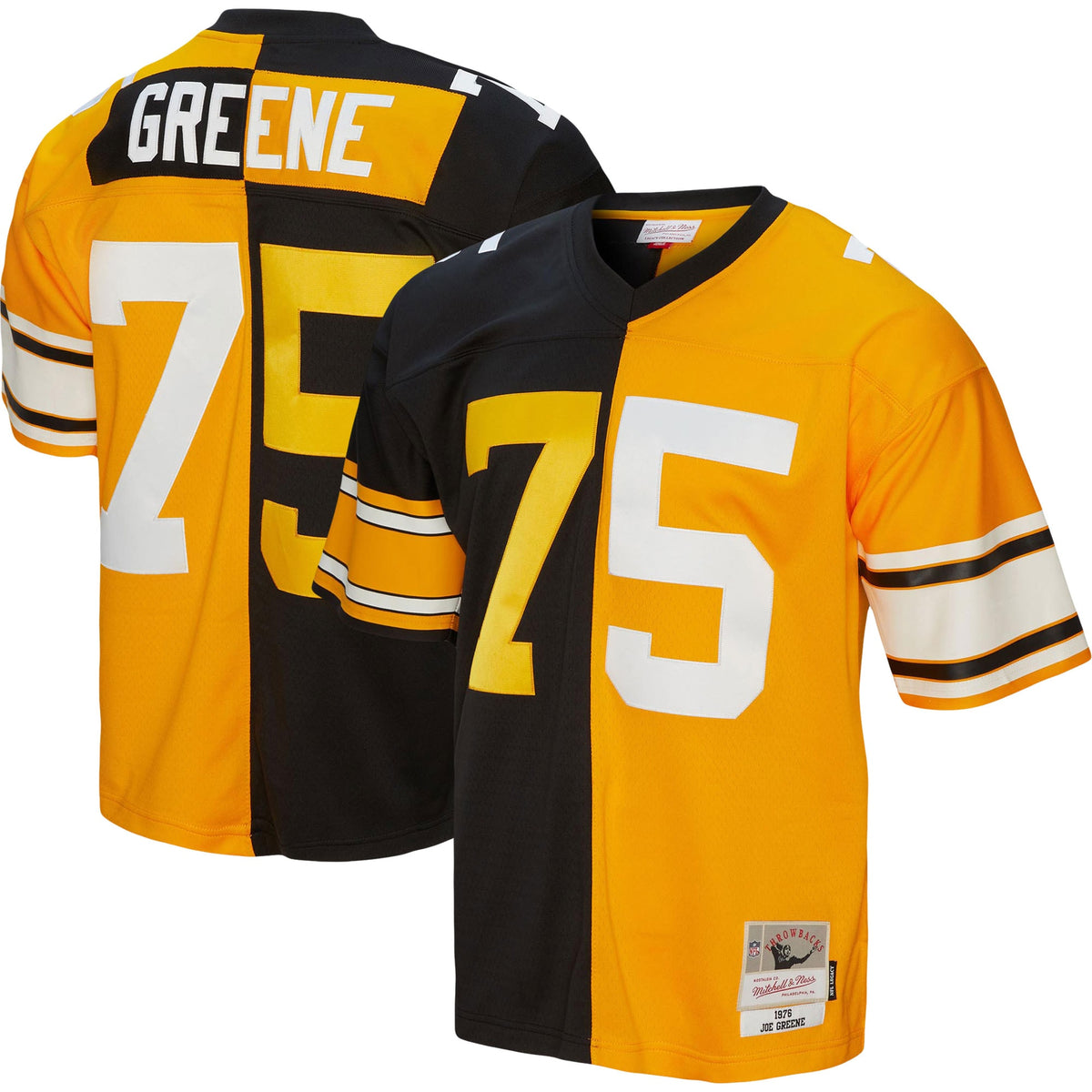Joe Greene Pittsburgh Steelers Mitchell Ness 1976 Split Legacy Replica Jersey Black-Gold