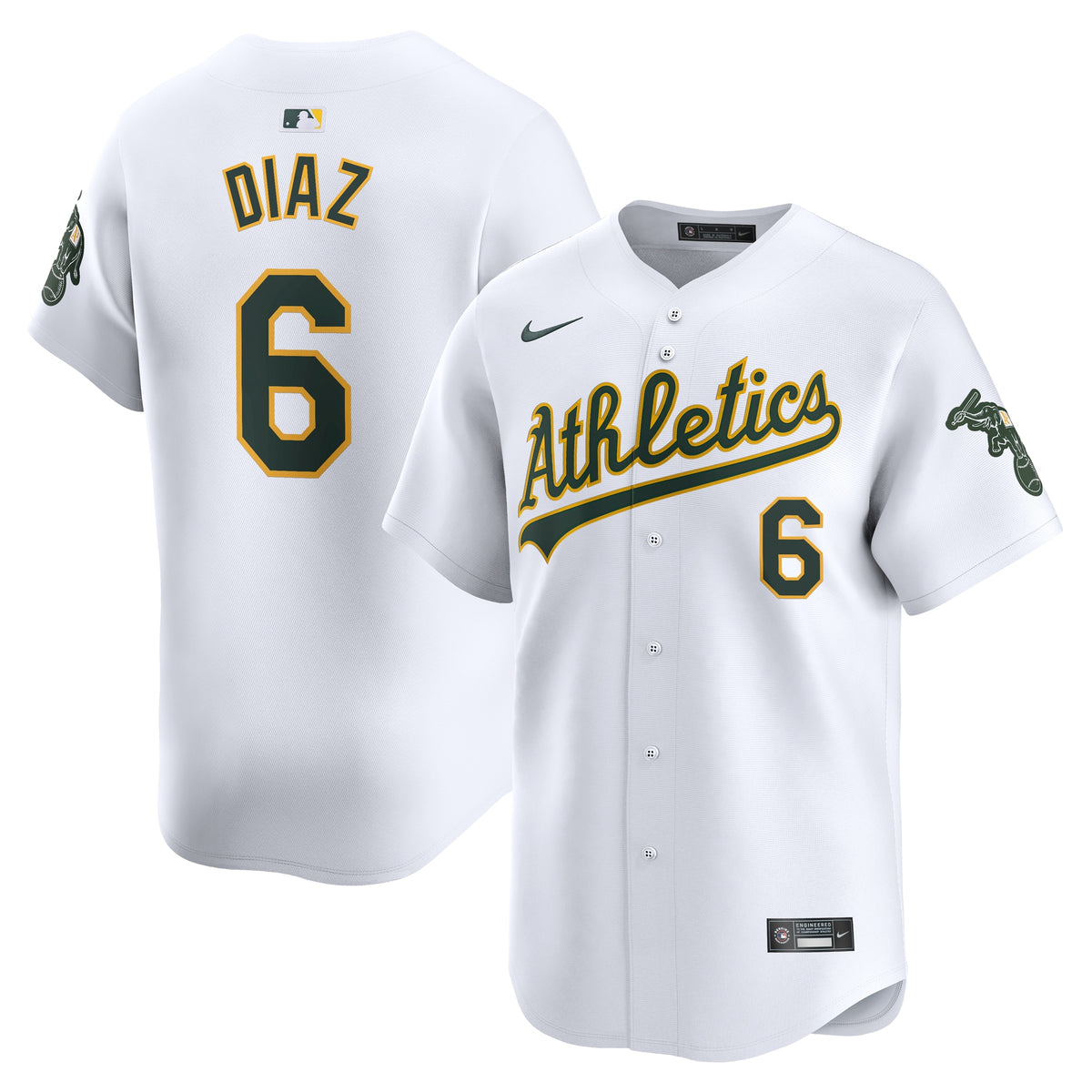 Jordan Diaz Oakland Athletics Nike Home Limited Player Jersey White
