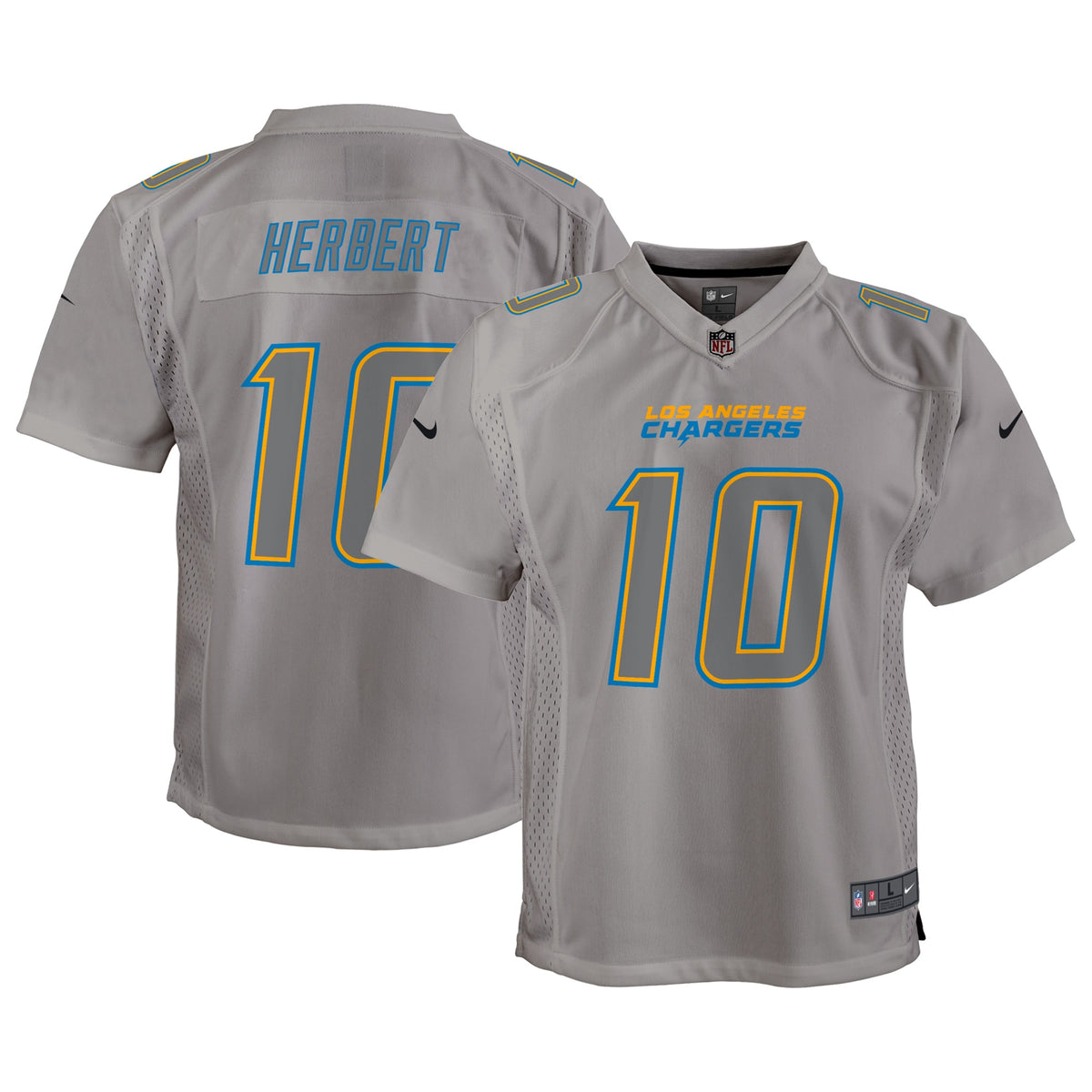 Justin Herbert Los Angeles Chargers Nike Youth Atmosphere Game Jersey Gray