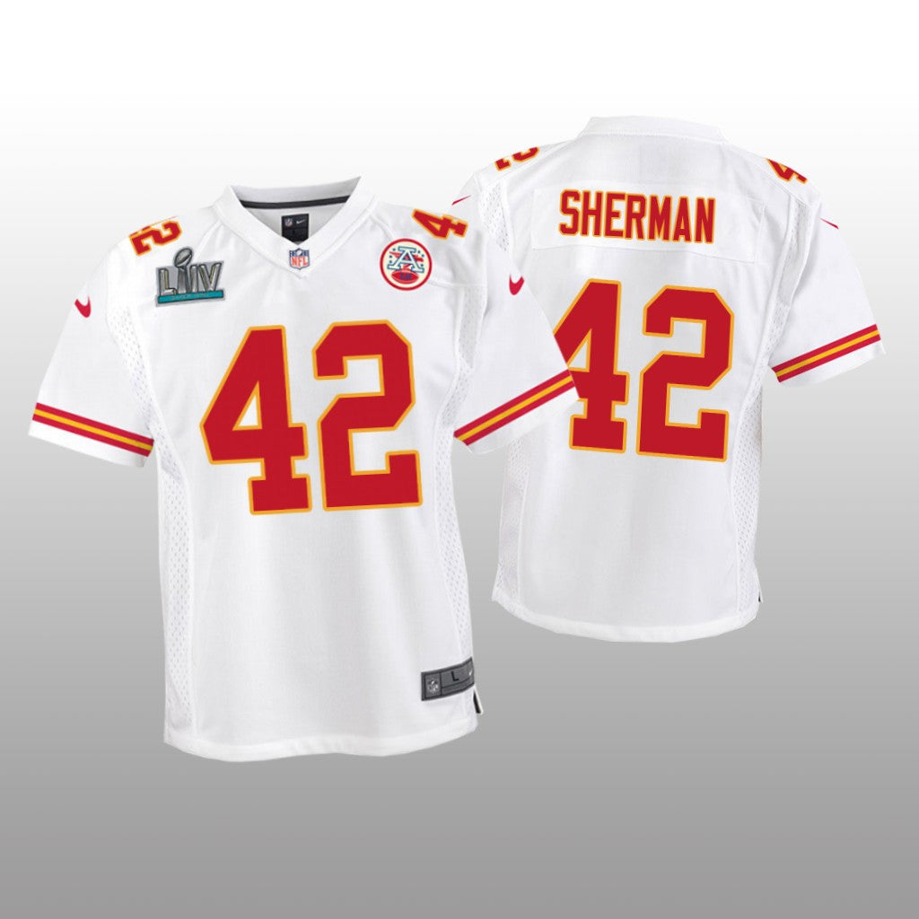 Kansas City Chiefs Anthony Sherman White Game Jersey Super Bowl LIV Youth