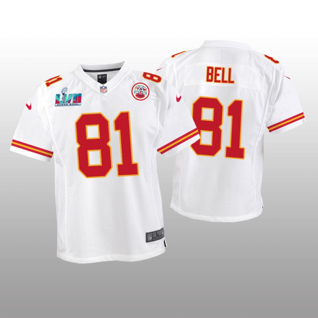 Kansas City Chiefs Blake Bell White Game Jersey Super Bowl LVII Youth
