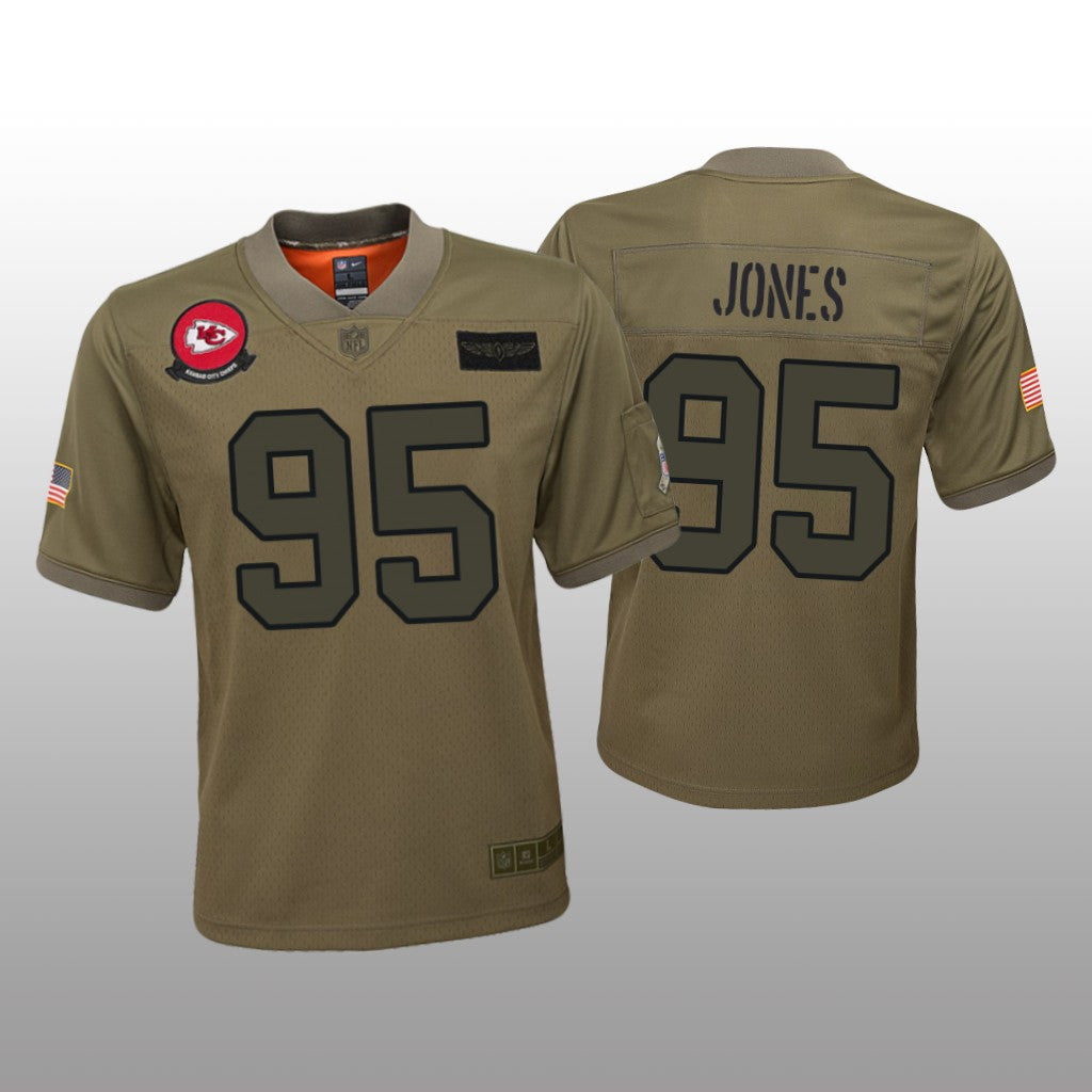 Kansas City Chiefs Chris Jones Camo Game Jersey Salute to Service Youth