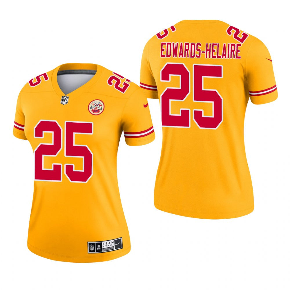 Kansas City Chiefs Clyde Edwards-Helaire Gold Jersey Inverted Legend Women's