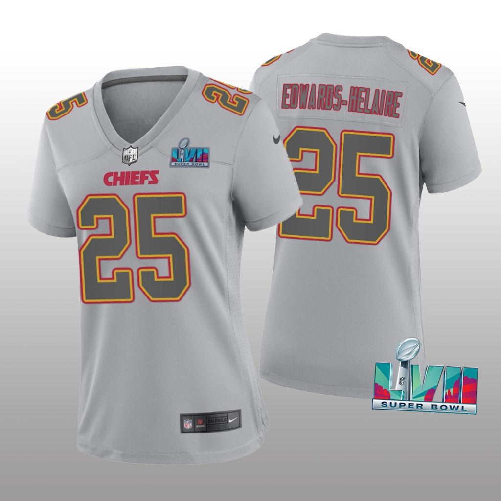 Kansas City Chiefs Clyde Edwards-Helaire Gray Atmosphere Jersey Super Bowl LVII Women's