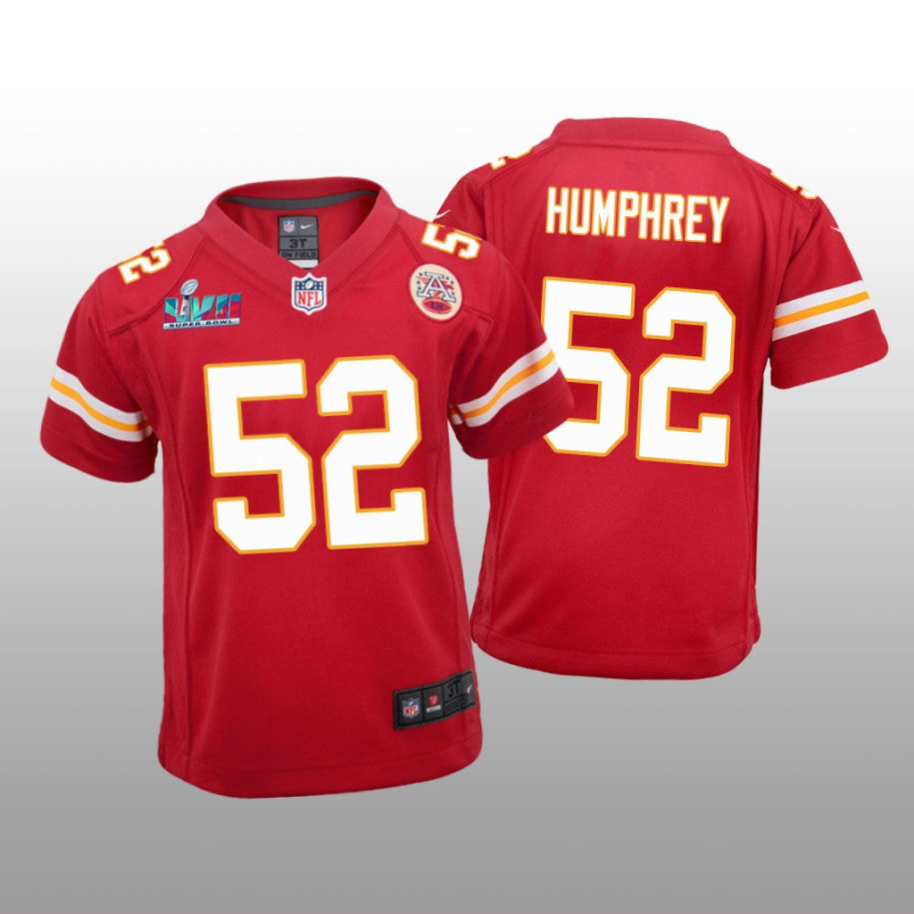 Kansas City Chiefs Creed Humphrey Red Game Jersey Super Bowl LVII Youth