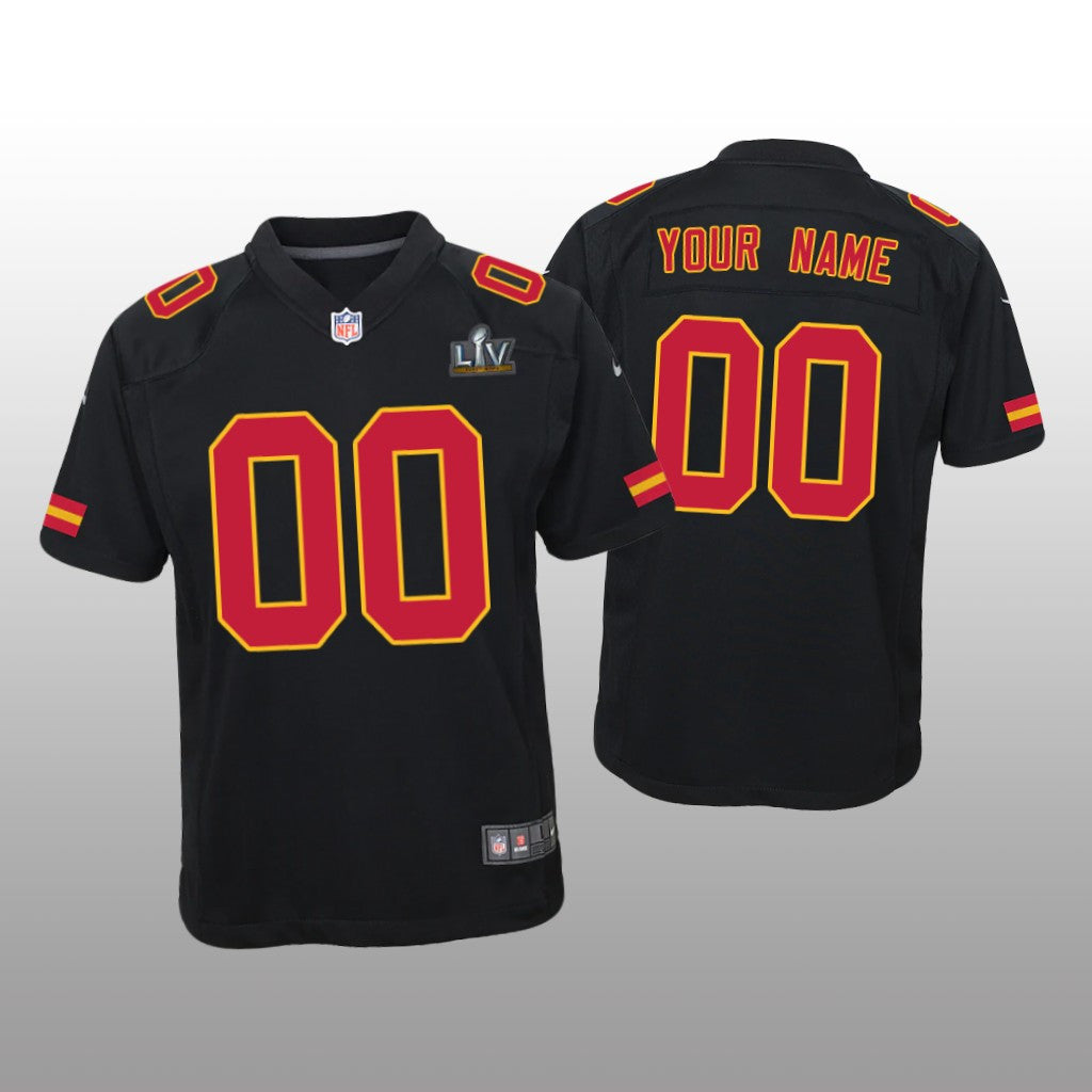 Kansas City Chiefs Custom Black Game Fashion Jersey Super Bowl LV Youth