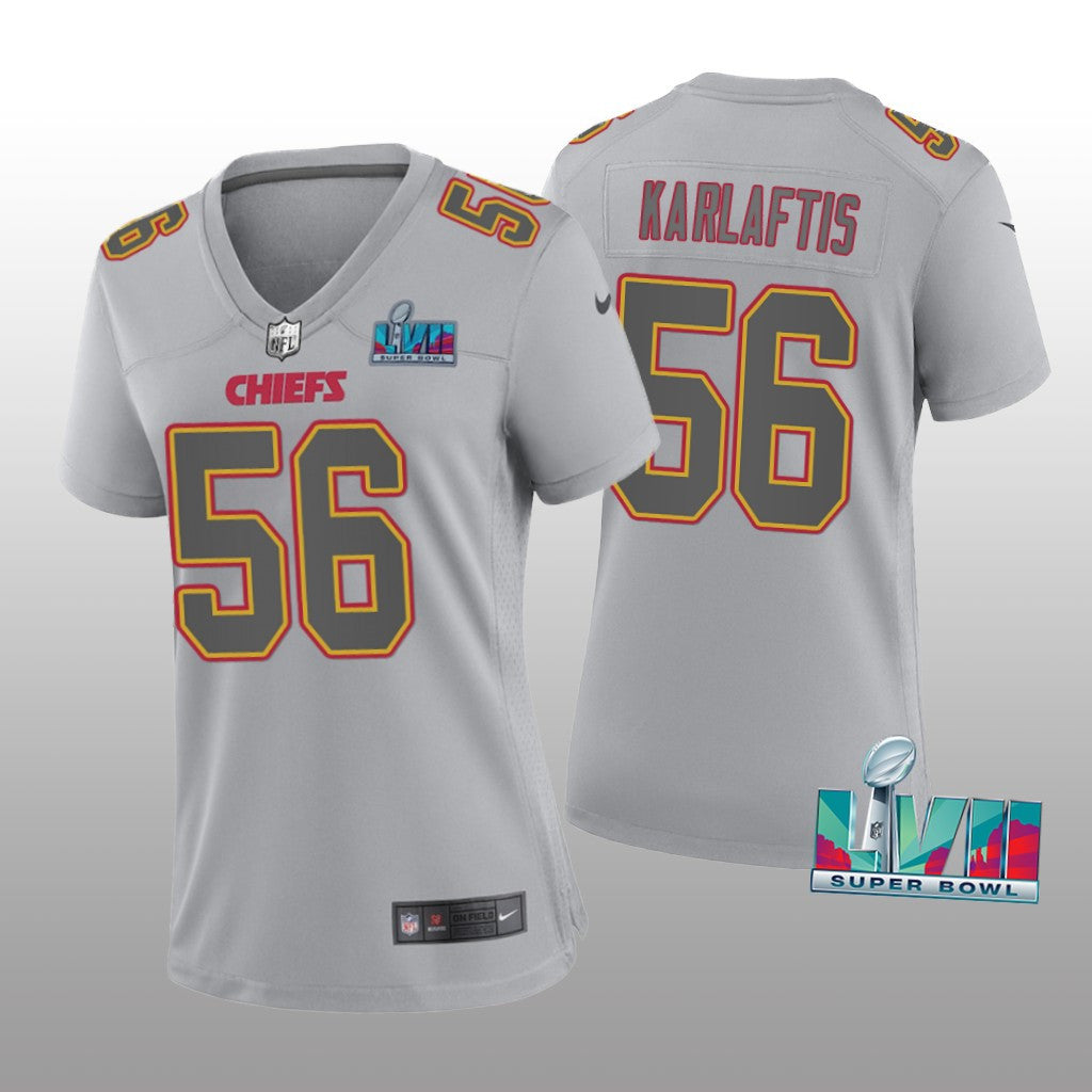 Kansas City Chiefs George Karlaftis Gray Atmosphere Jersey Super Bowl LVII Women's