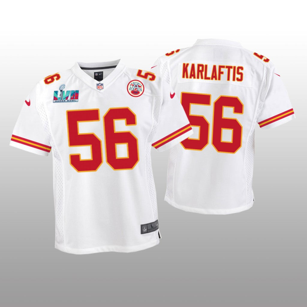 Kansas City Chiefs George Karlaftis White Game Jersey Super Bowl LVII Youth